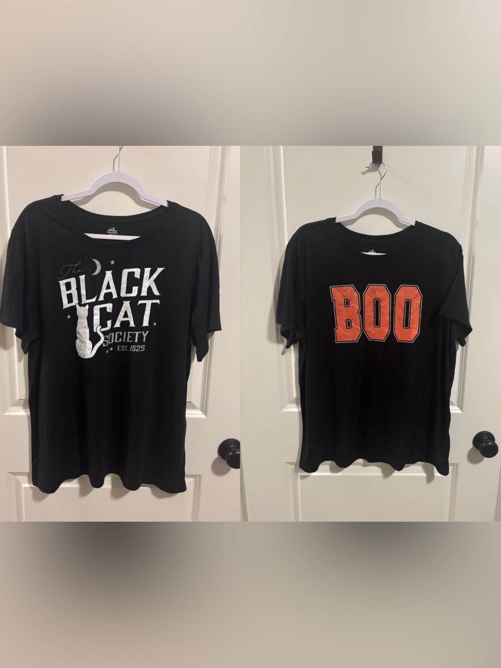 Lot of 2 Halloween Graphic T-Shirts Size XXL & XXXL Black Cat Boo